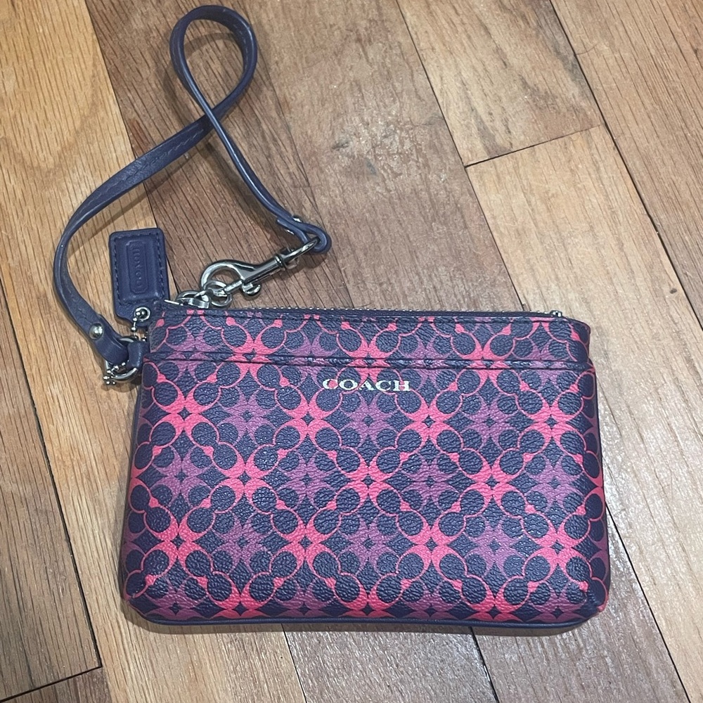 Coach Red and Black Patterned Wristlet